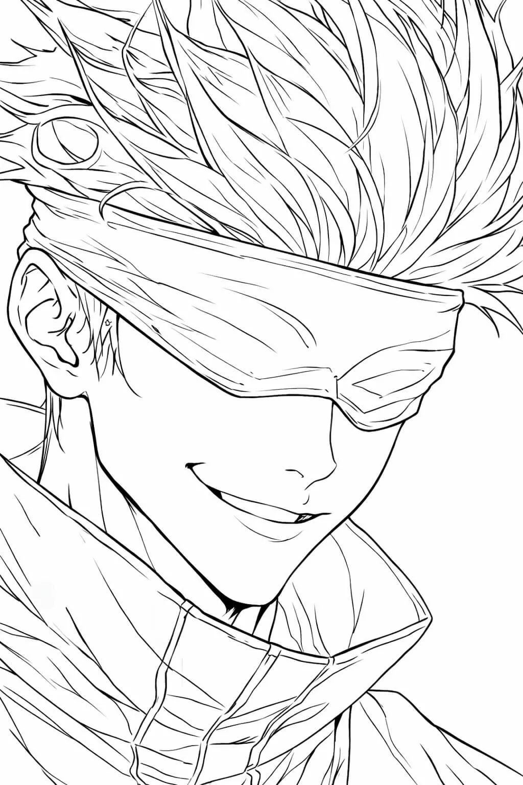 satoru gojo Sonriendo con los ojos vendados Página para colorear