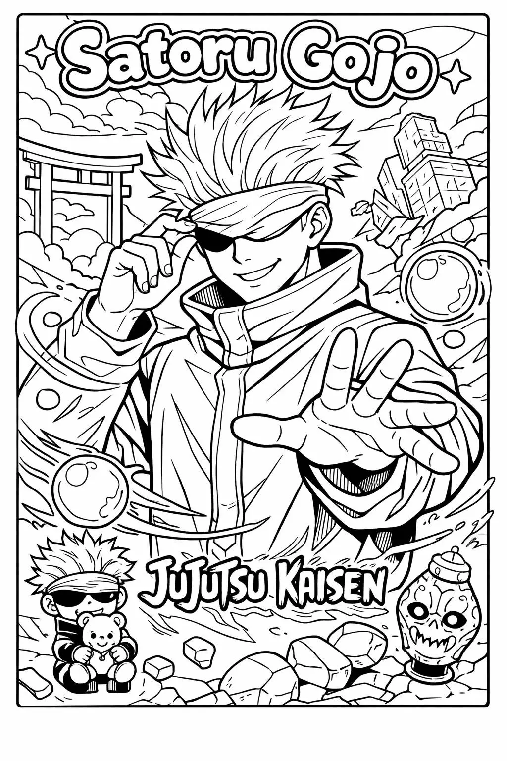 satoru gojo en acción Página para colorear