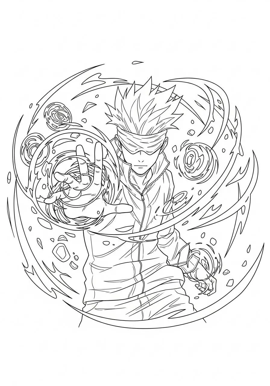 satoru gojo Usando Poderes Página Para Colorear