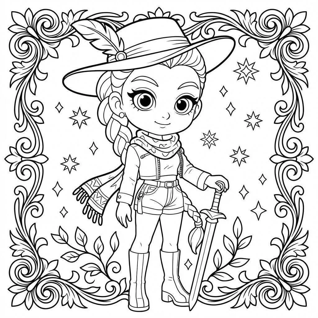 Coloriage Roumi Aventurier avec épée