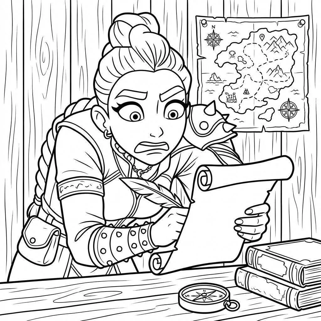 Coloriage Roumi étudiant une carte