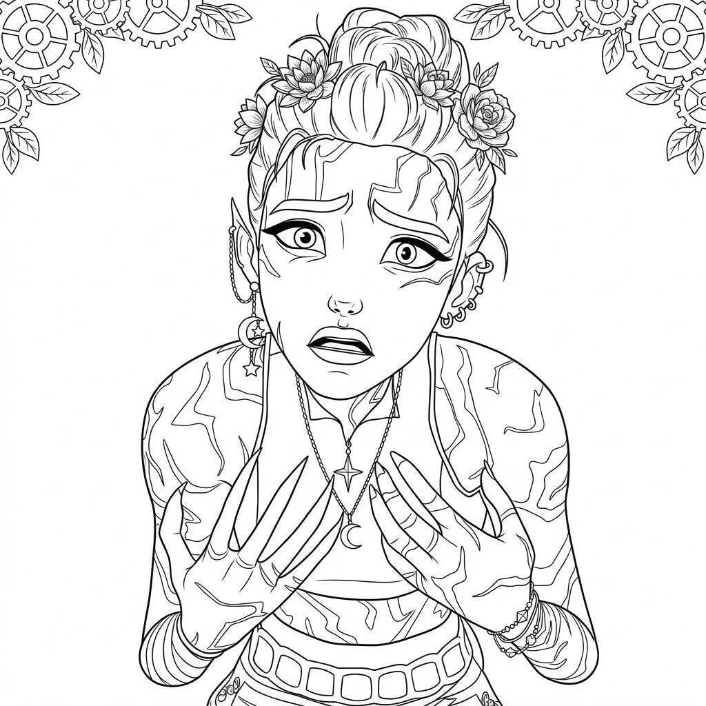 Dessin Roumi avec expression émotionnelle à colorier