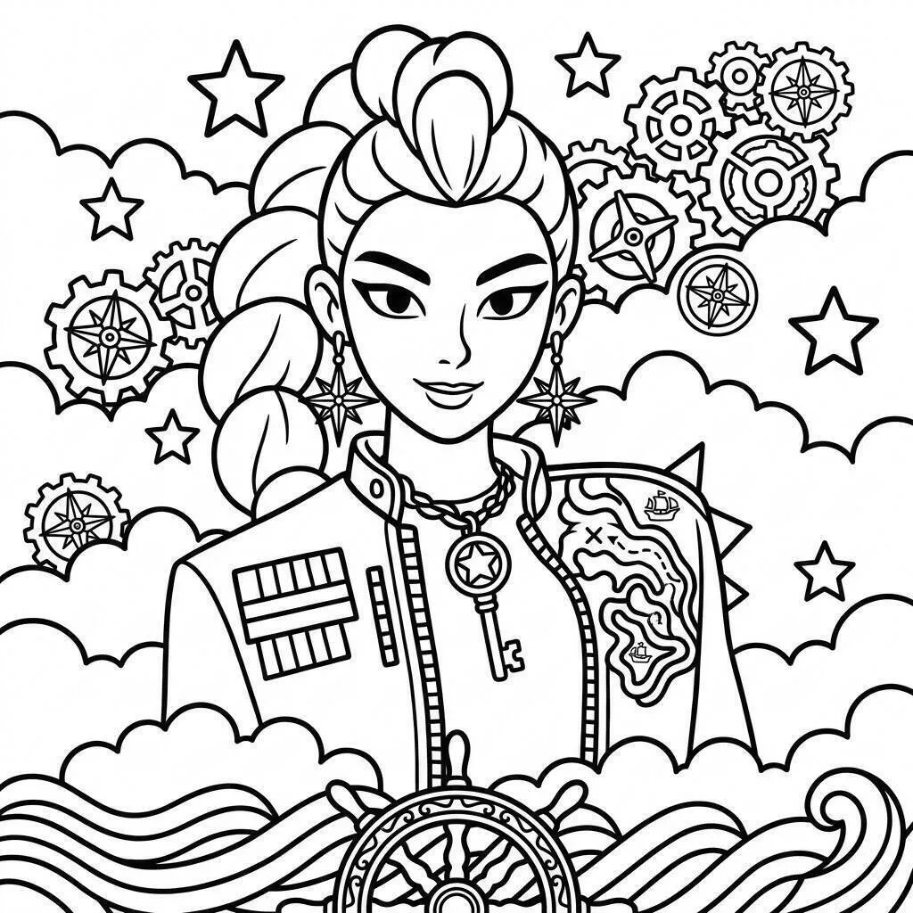 Coloriage Roumi avec des clés et des nuages