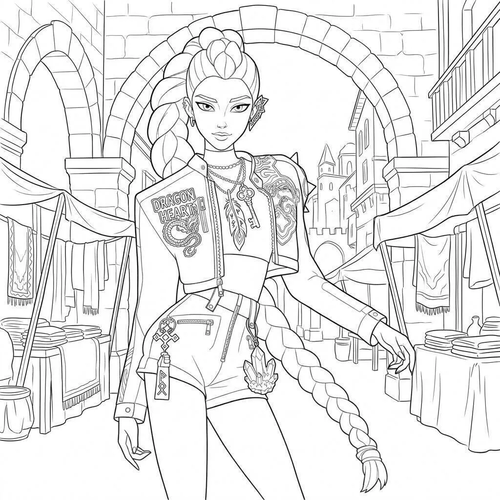 Coloriage Roumi au marché fantastique