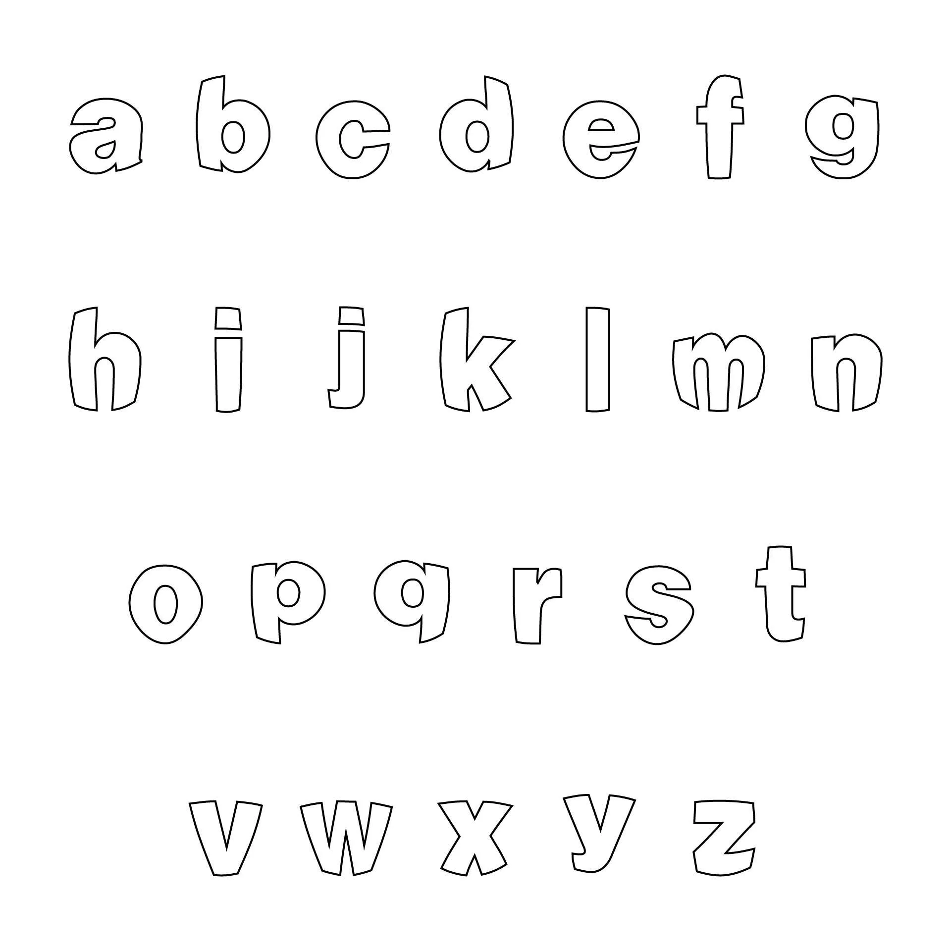 Alfabeto Completo em Estilo Divertido de A a Z para Imprimir e Colorir