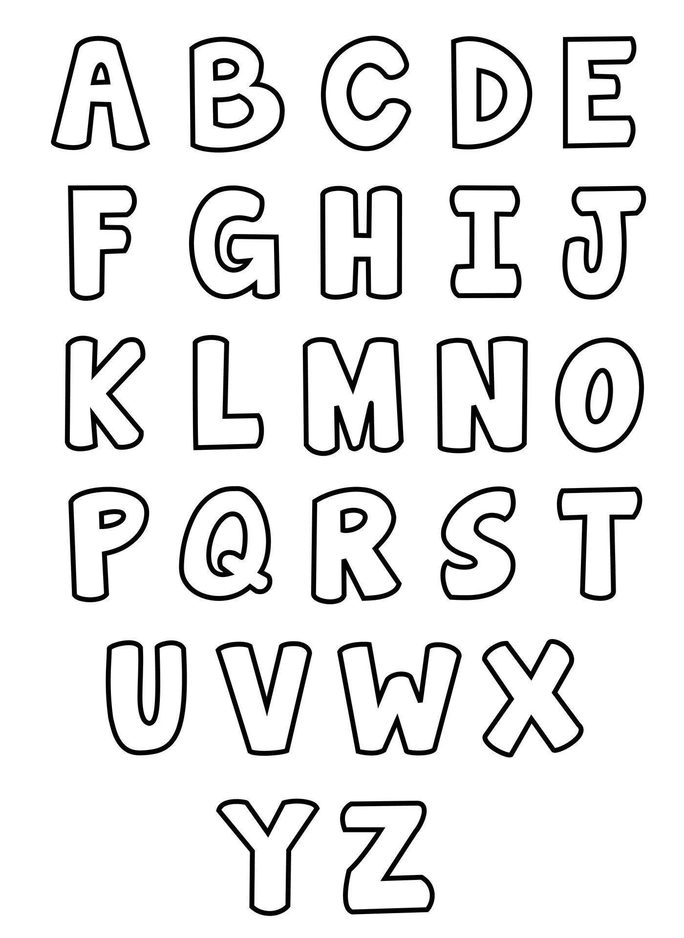 Alfabeto Completo em Letras Divertidas de A a Z para Imprimir e Colorir