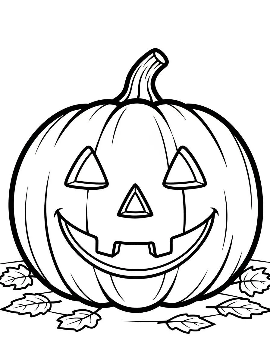 Dibujo para colorear de calabaza de Halloween sonriente