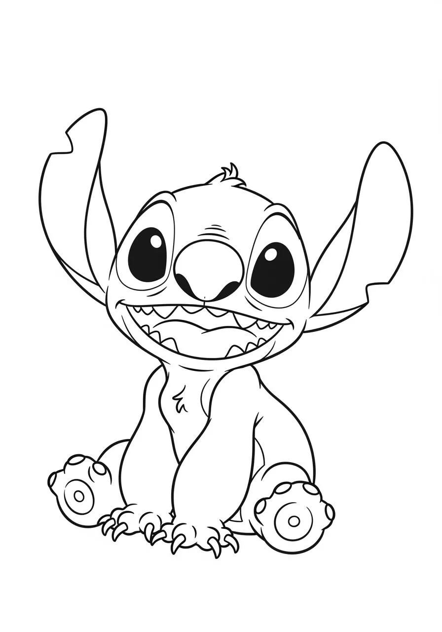 Desenho de Stitch Fofo e Sorridente para Colorir
