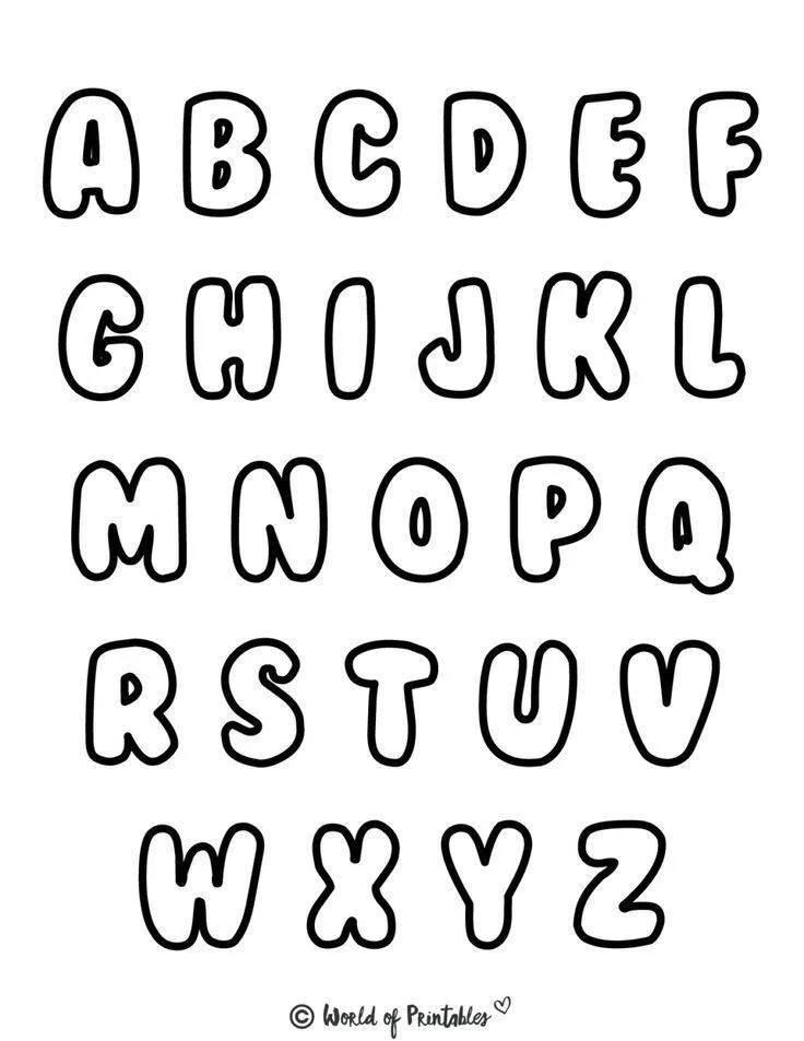 Alfabeto Completo Estilo Divertido de A a Z para imprimir e Colorir