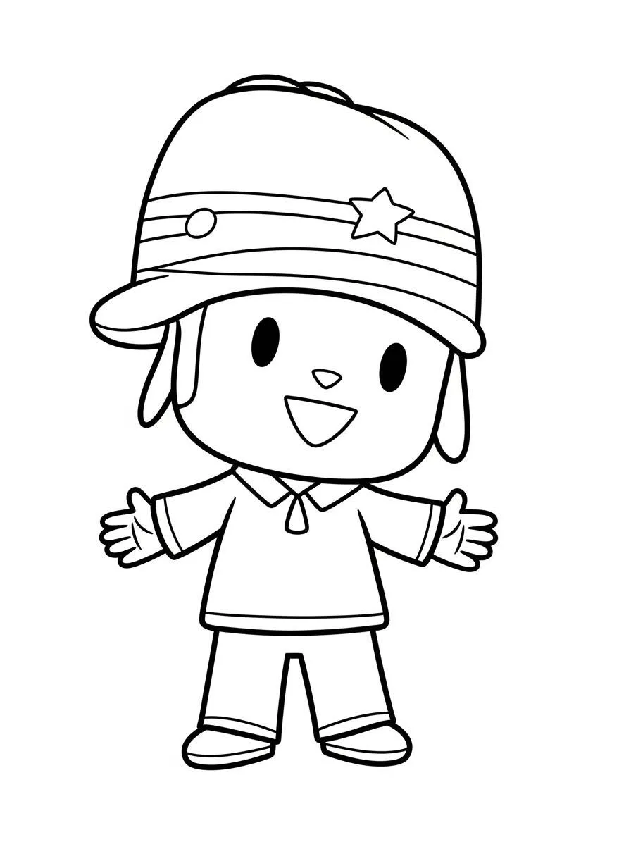Dibujo de Pocoyó con Gorro Divertido para colorear