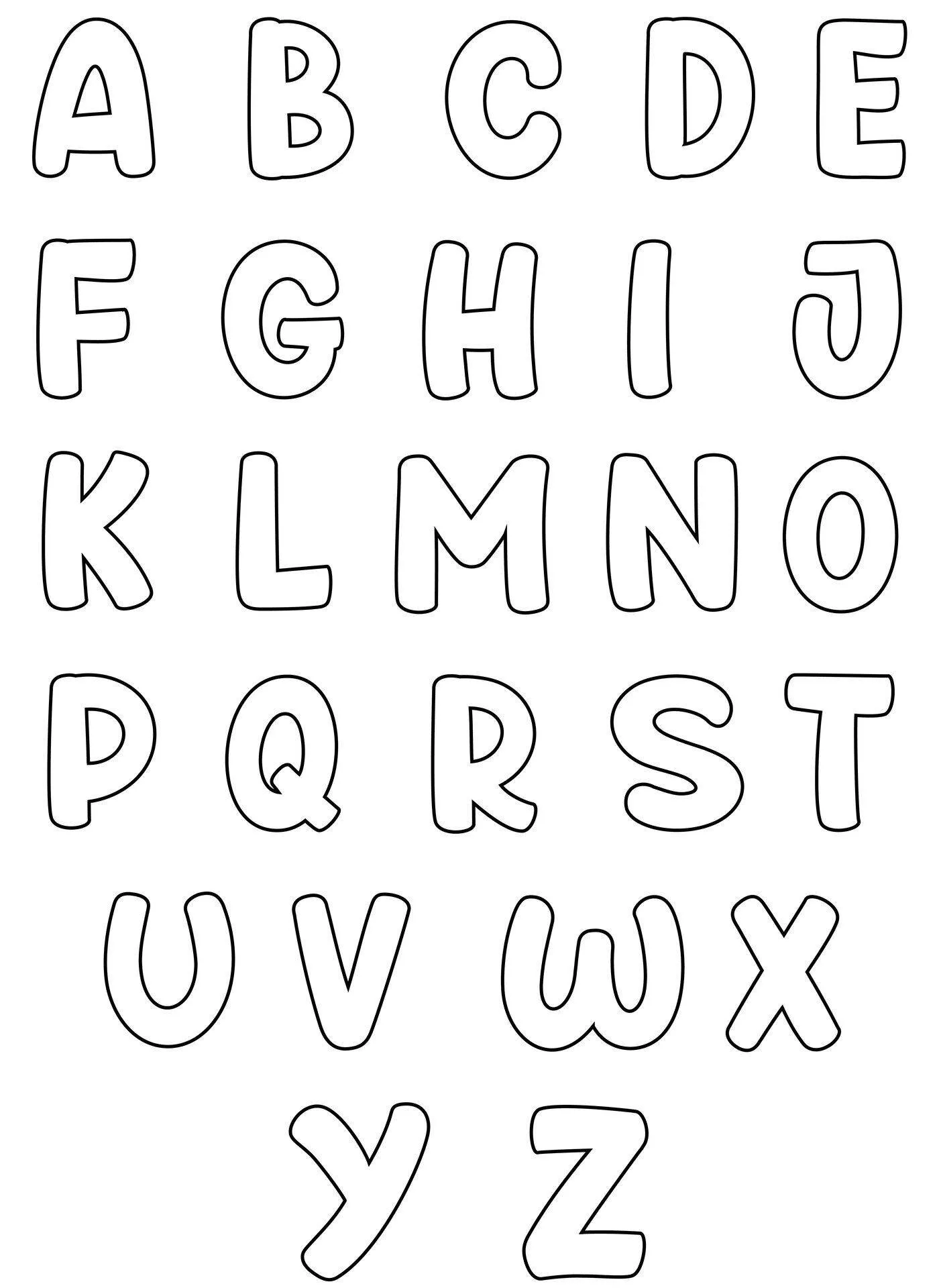 Alfabeto Completo em Letras Divertidas de A a Z para imprimir e Colorir