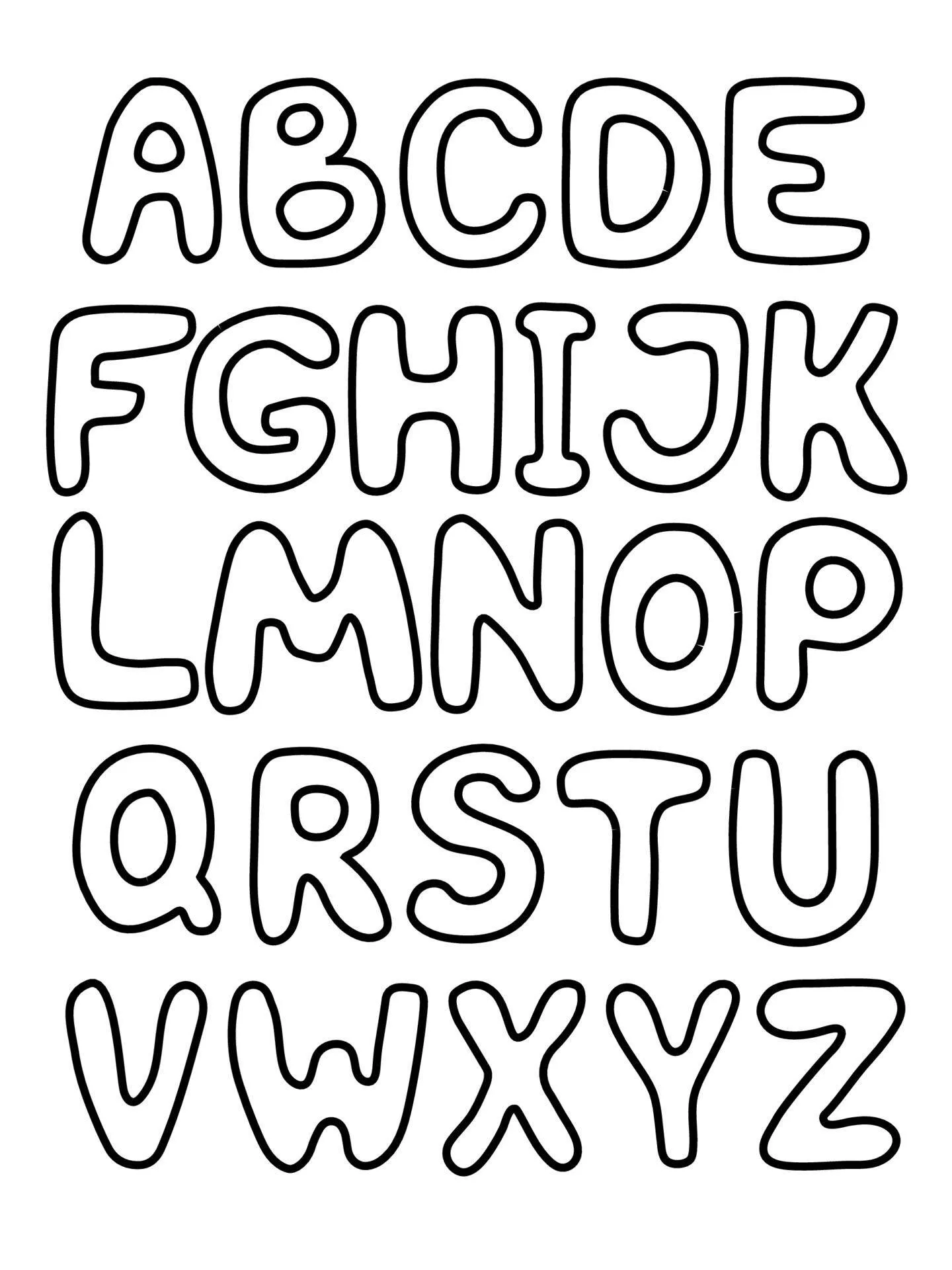 Alfabeto Completo em Estilo Divertido de A a Z para Imprimir e Colorir