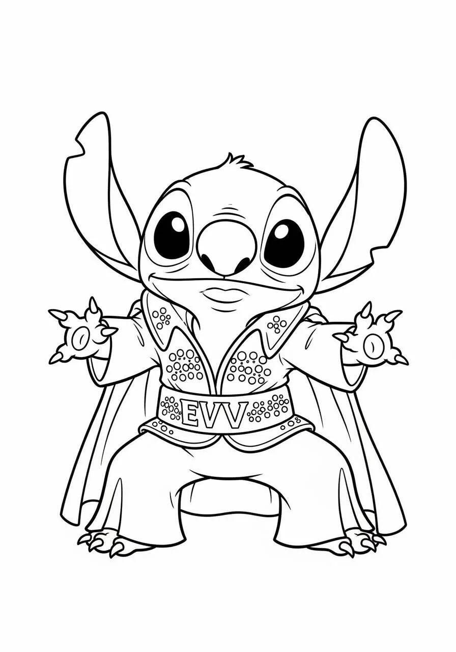 Desenho de Stitch Fantasiado para Colorir