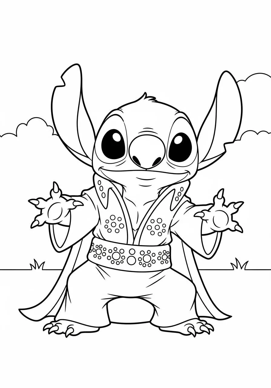 Desenho de Stitch Fantasiado para Colorir
