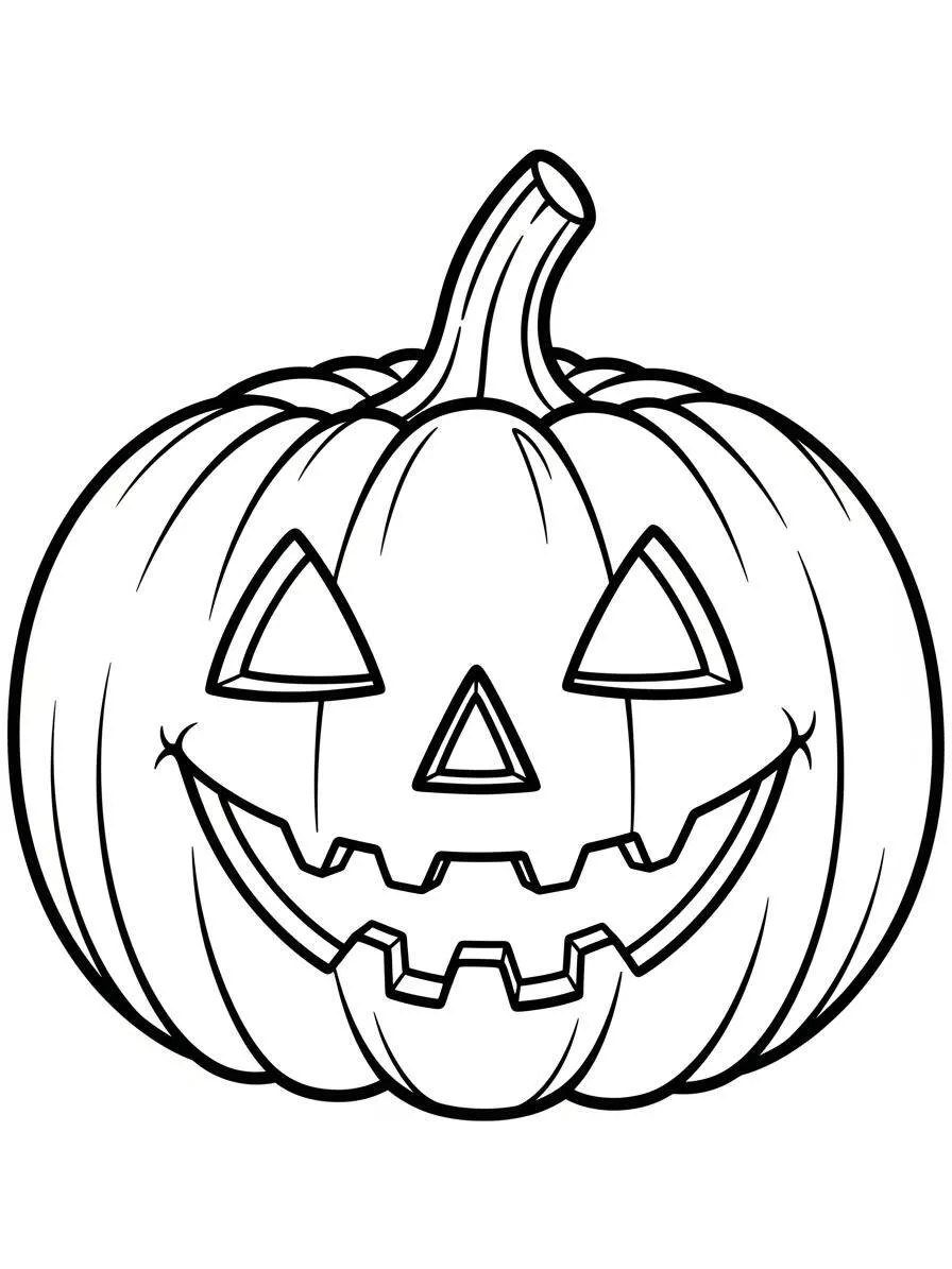 Página para colorear de calabaza de Halloween con sonrisa malvada