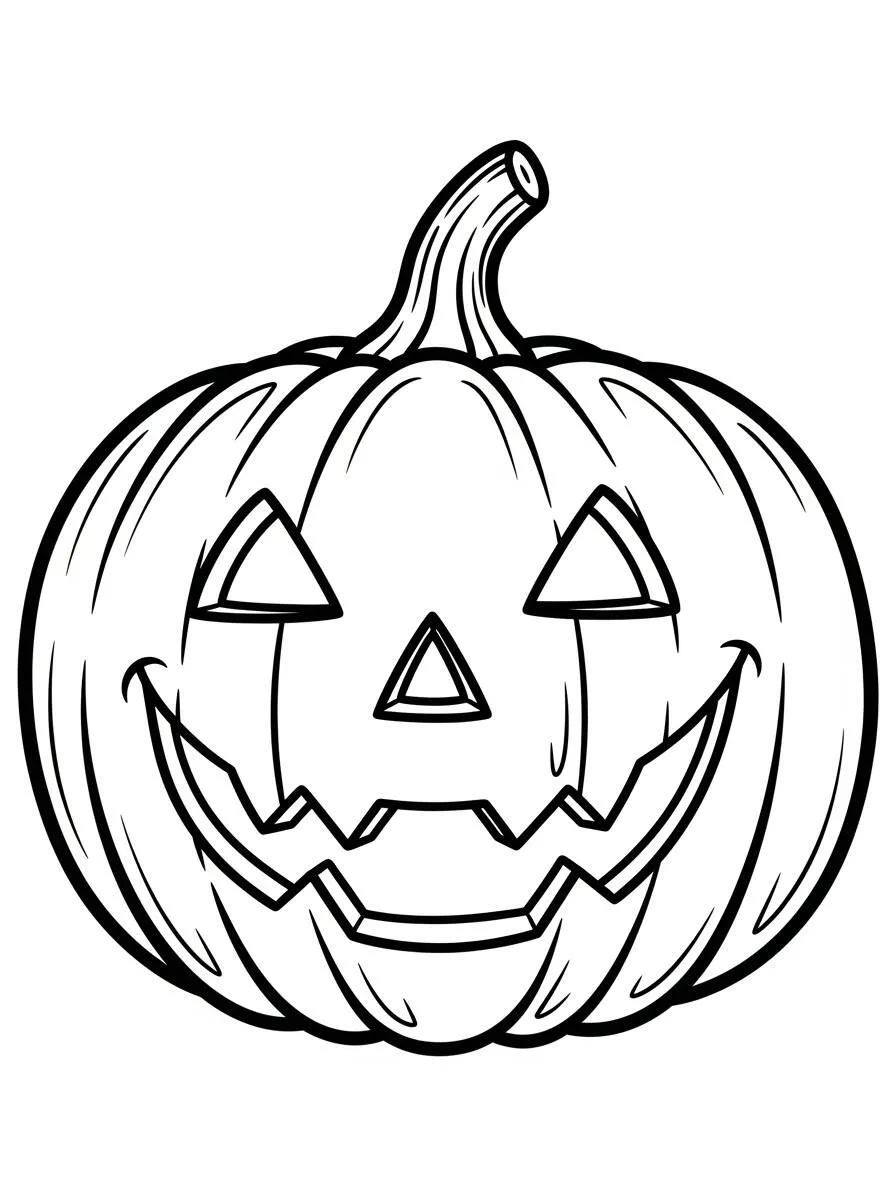 Página para colorear de calabaza de Halloween con sonrisa malvada