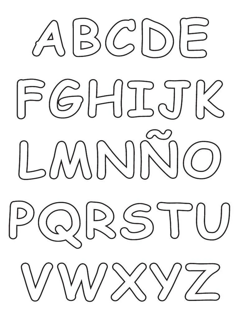 Completa el estilo divertido del alfabeto de la A a la Z para imprimir y colorear.