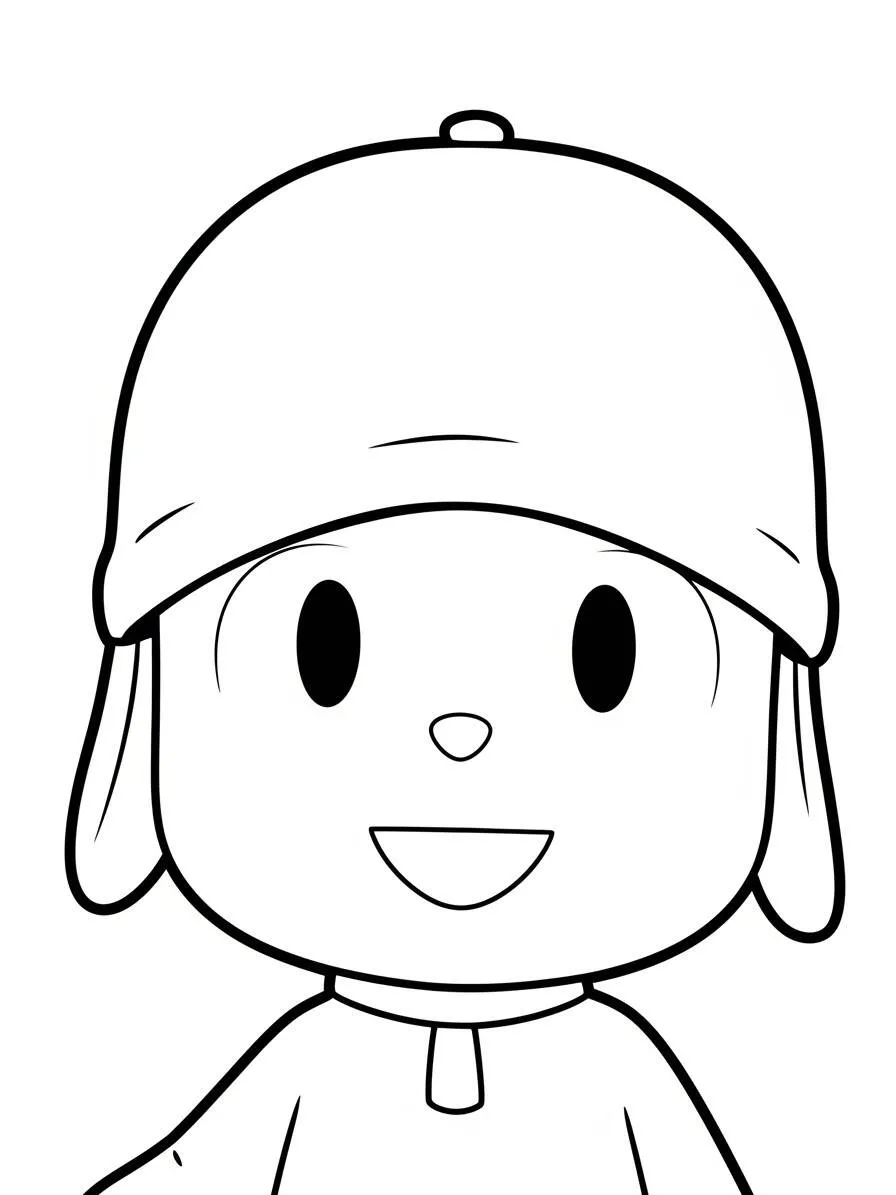 Dibujo de Pocoyó con Gorro Divertido para colorear