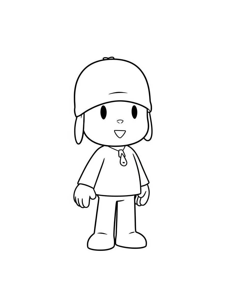 Pocoyó Listo para Colorear con Gorra Divertida
