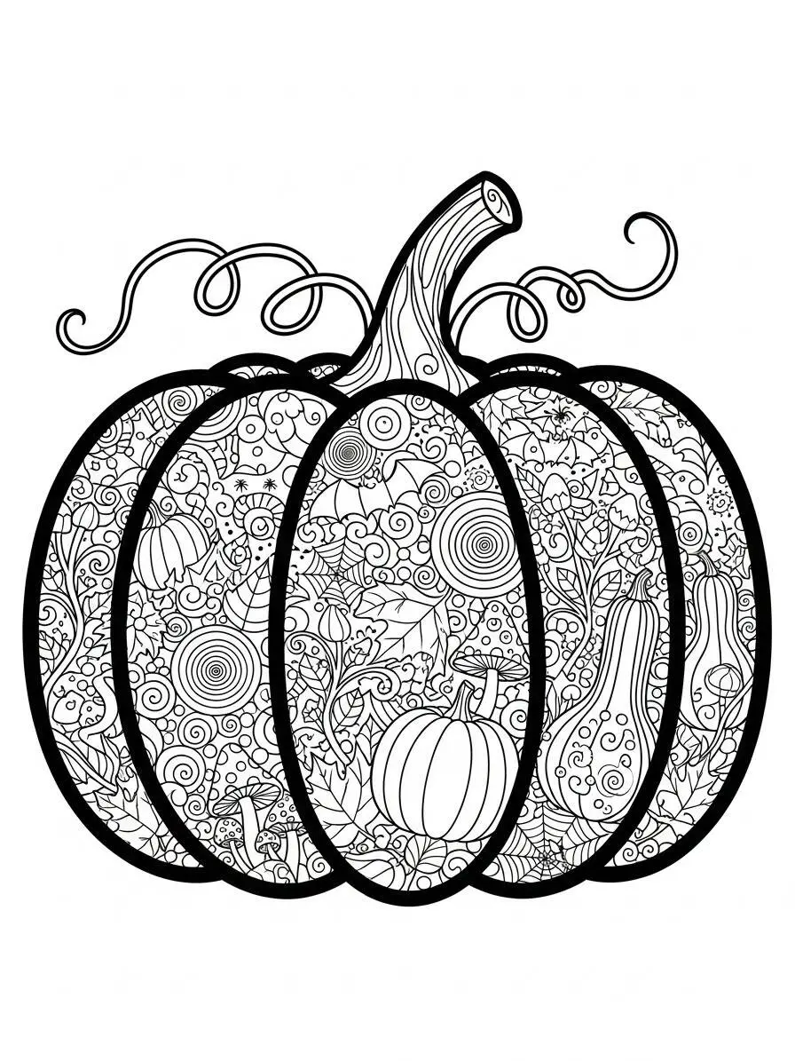 Calabaza decorativa con patrones intrincados para colorear