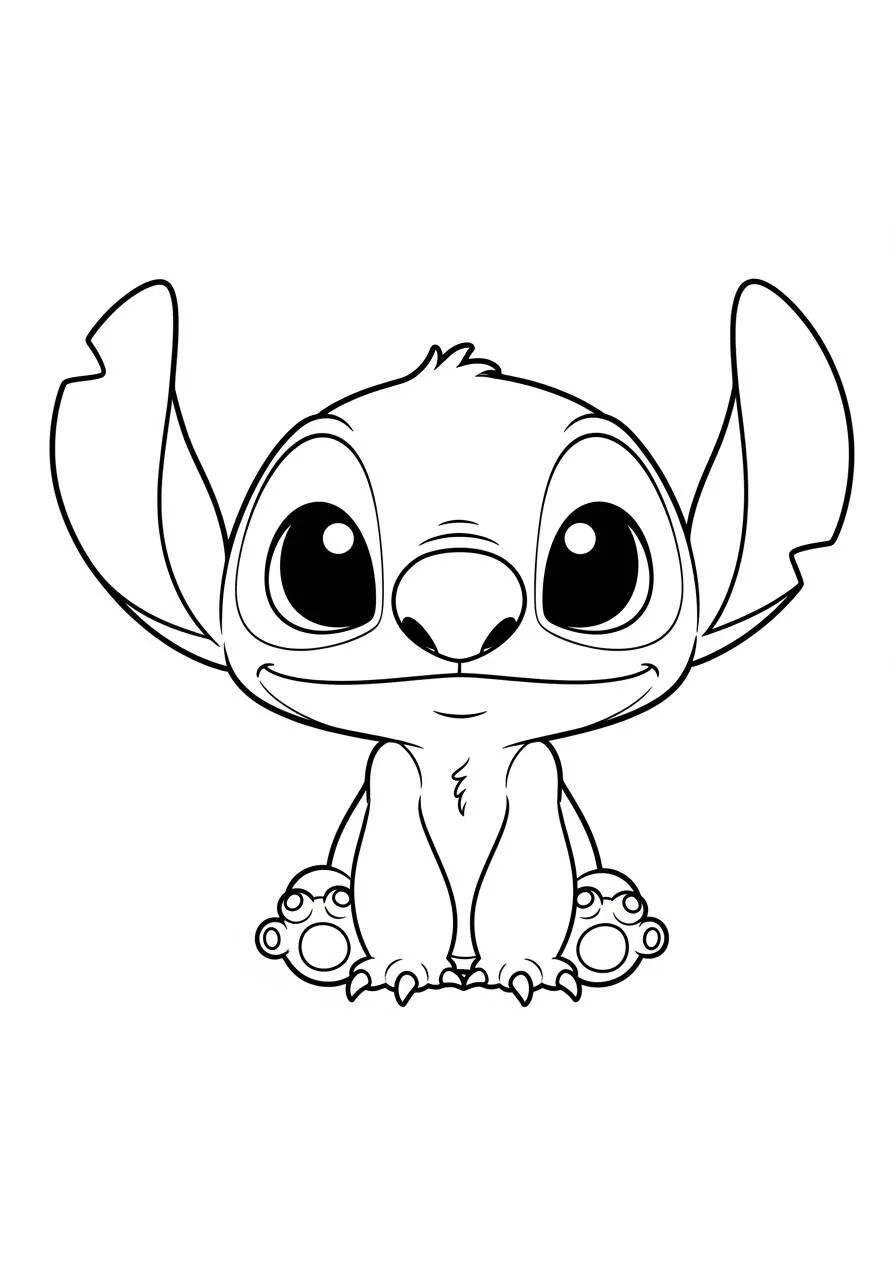 Desenho de Stitch Fofo com Brinquedos para Colorir