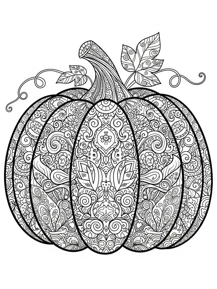 Calabaza decorativa con patrones intrincados para colorear