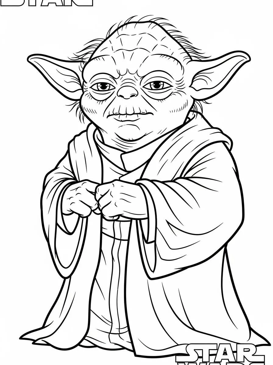 Dibujo para colorear de Yoda de guerra de las galaxias
