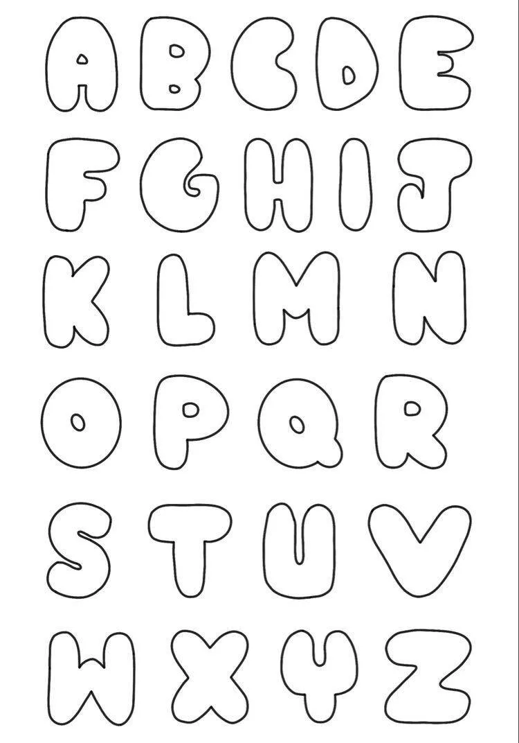 Completa el estilo divertido del alfabeto de la A a la Z para imprimir y colorear.