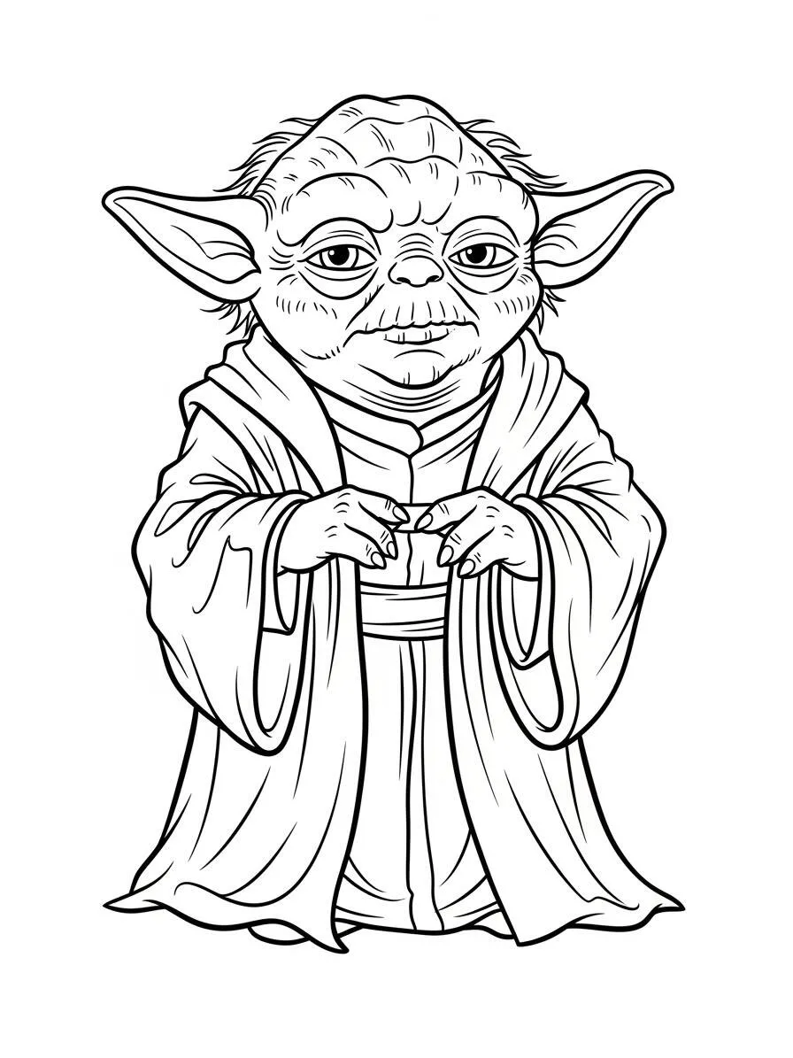 Dibujo para colorear de Yoda de guerra de las galaxias
