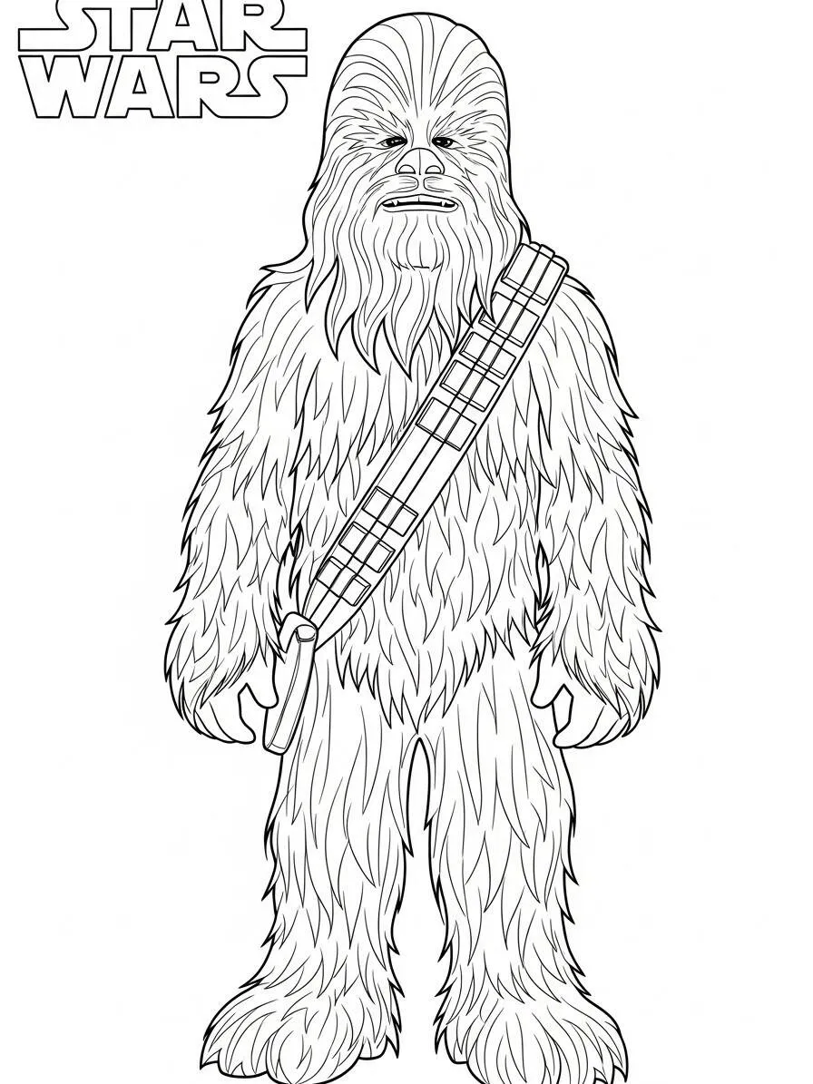 Dibujo para colorear de Chewbacca de guerra de las galaxias