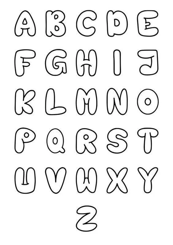 Completa el estilo divertido del alfabeto de la A a la Z para imprimir y colorear.
