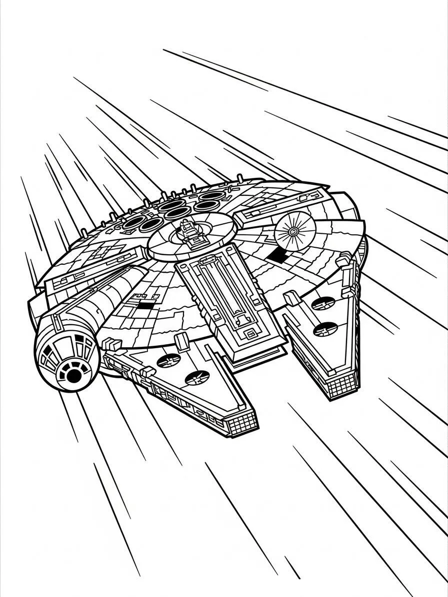 Dibujo para colorear del Halcón Milenario de guerra de las galaxias
