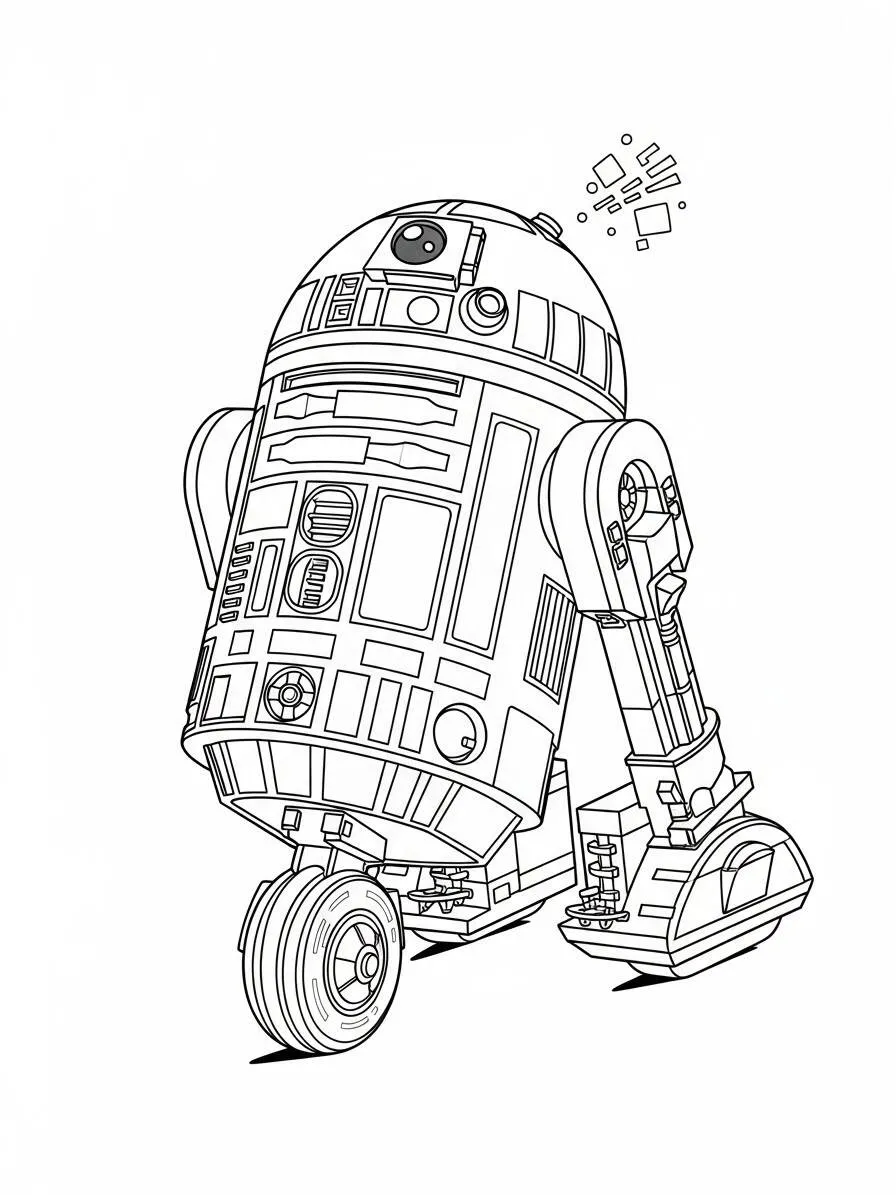 Página para colorear de guerra de las galaxias R2 D2