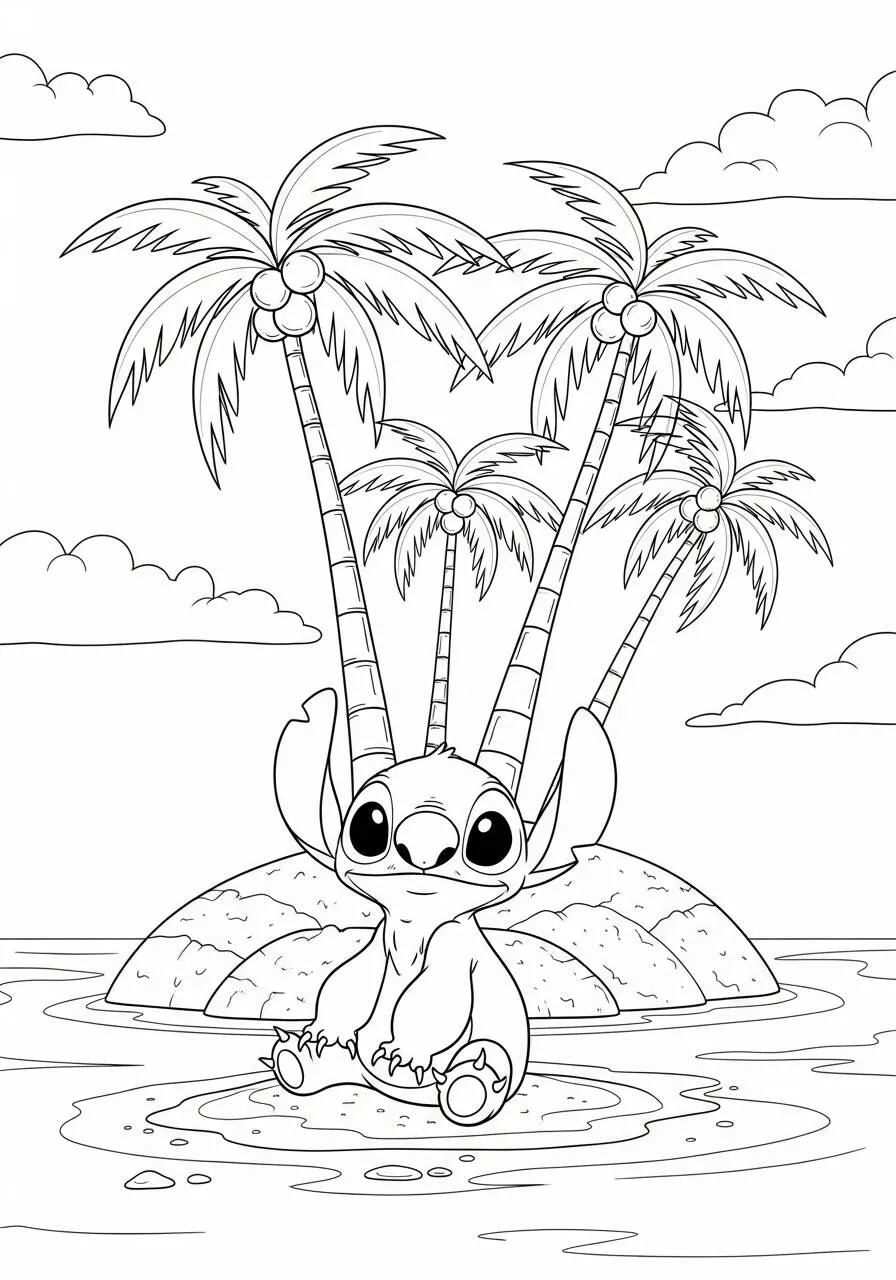 Dibujo para colorear de Puntada en la playa