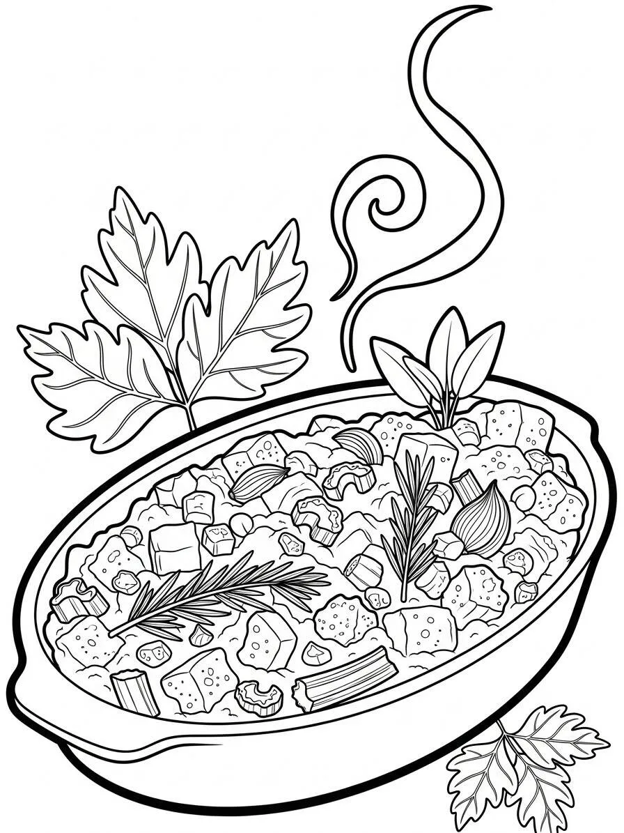 Dibujo para colorear de Acción de Gracias con relleno