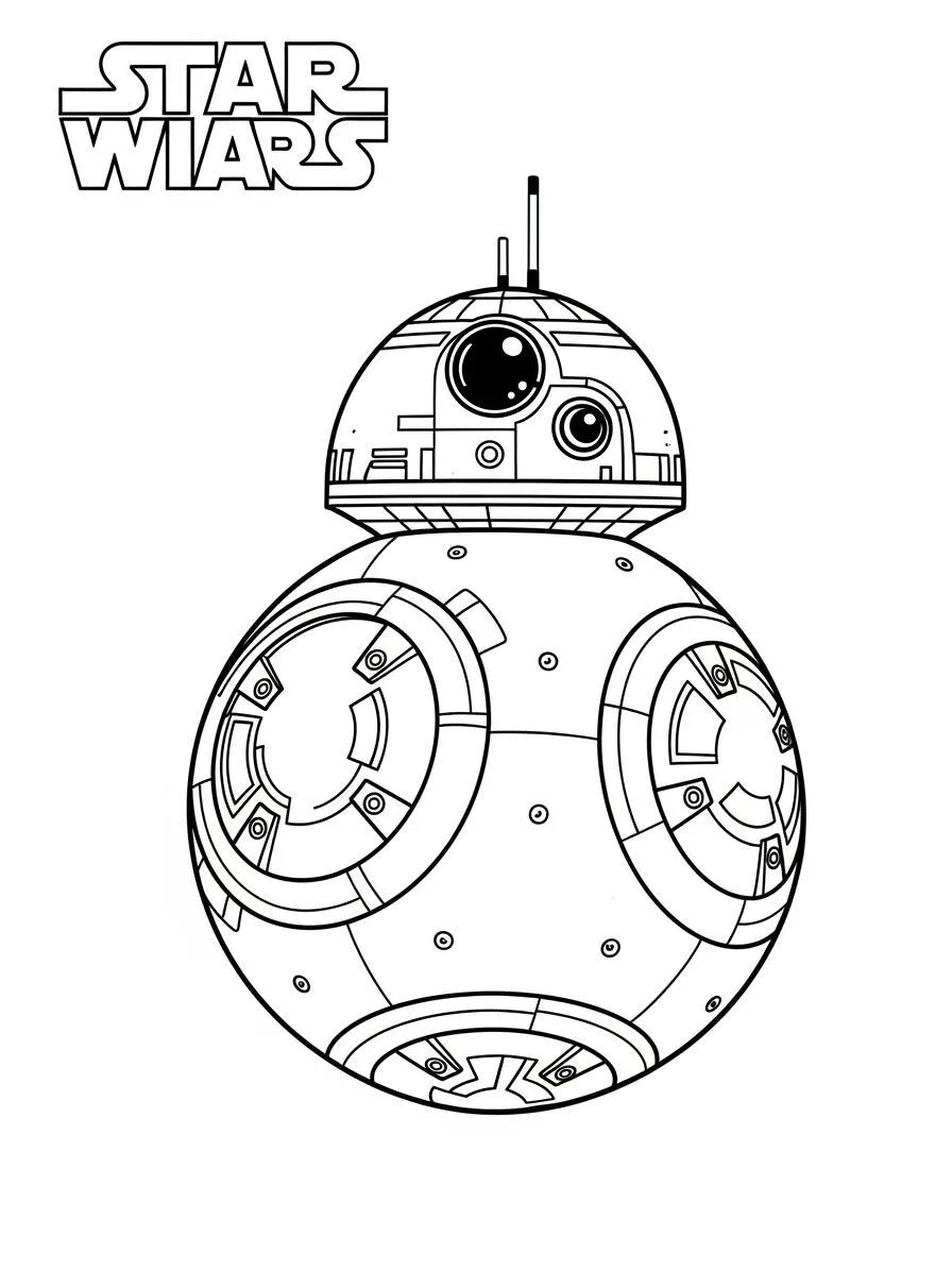 Dibujo para colorear de guerra de las galaxias BB 8