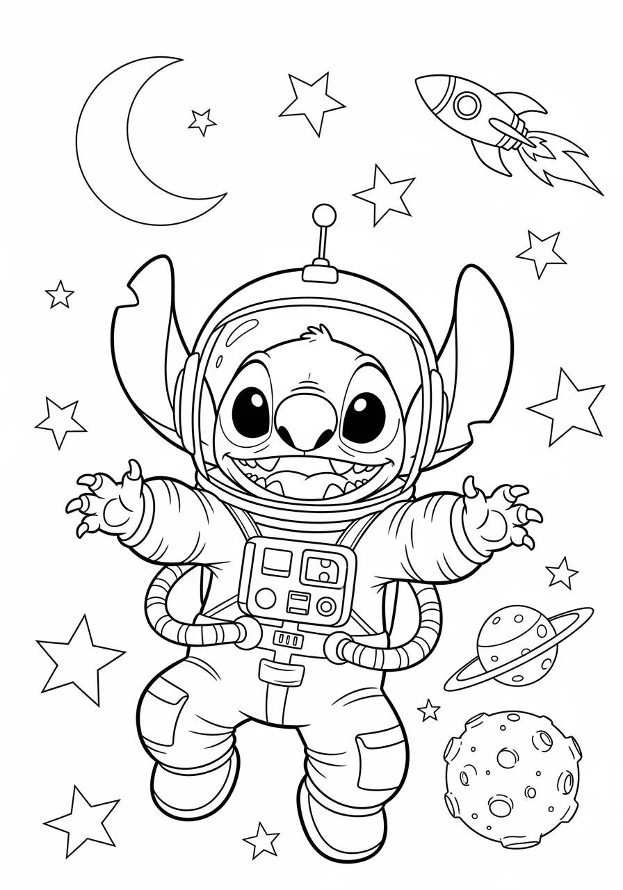 Desenho de Stitch Astronauta para Colorir