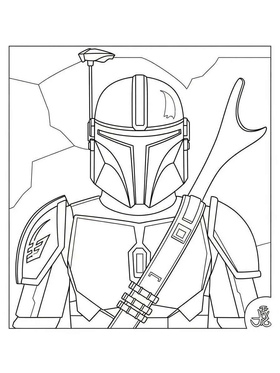Página para colorear de Boba Fett de guerra de las galaxias