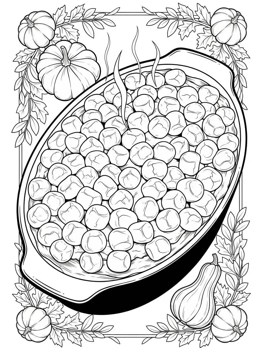 Dibujo para colorear de Acción de Gracias con albóndigas