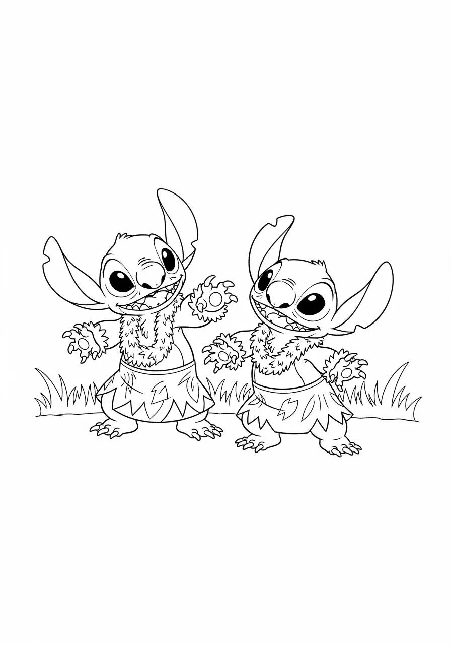 Desenho de Stitch Dançando para Colorir