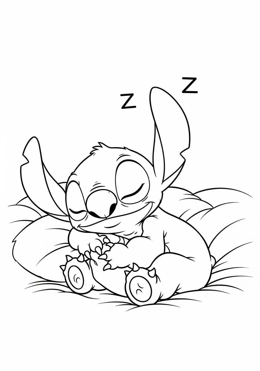 Desenho de Stitch Dormindo para Colorir