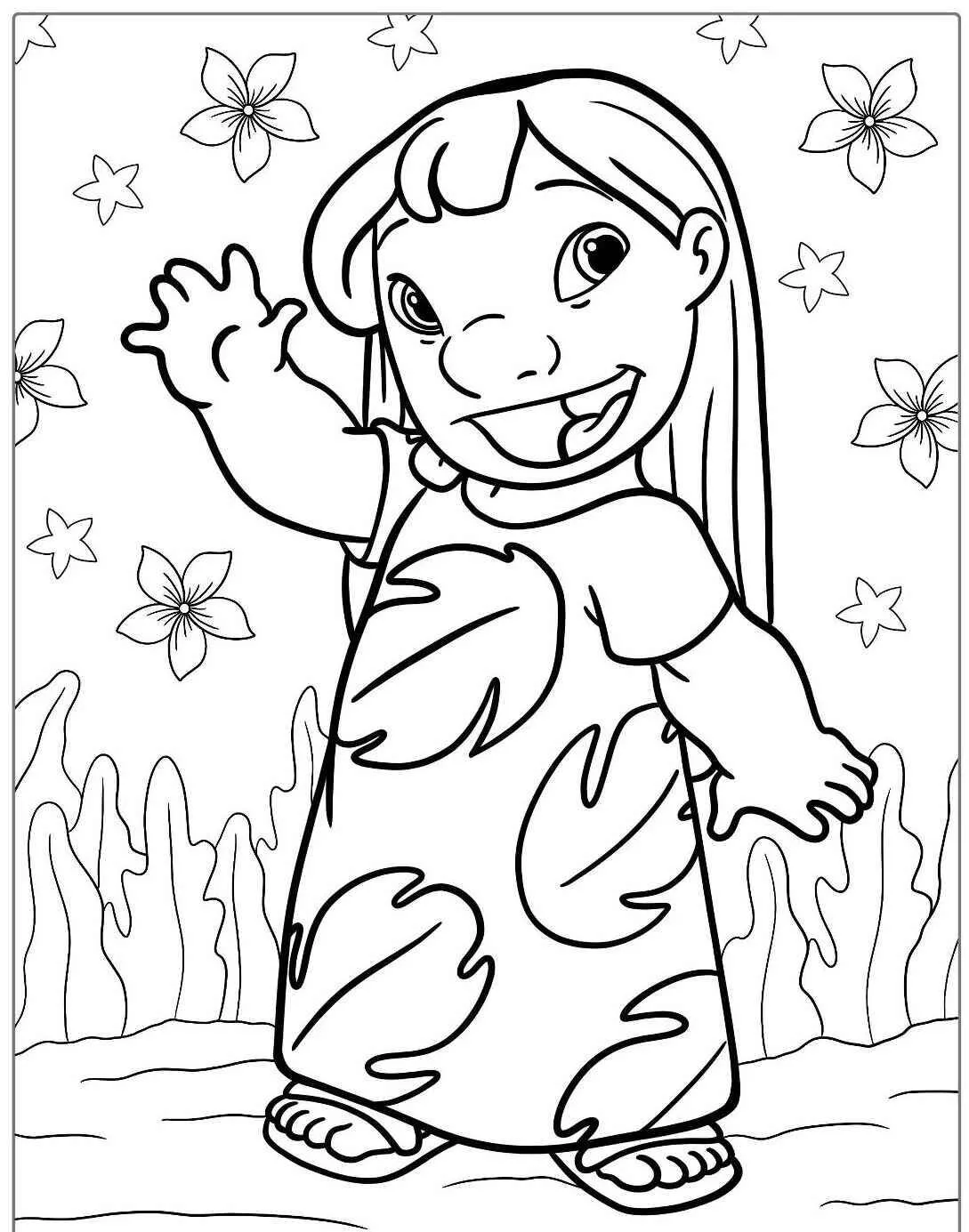 Desenho da Lilo Sorridente para Colorir