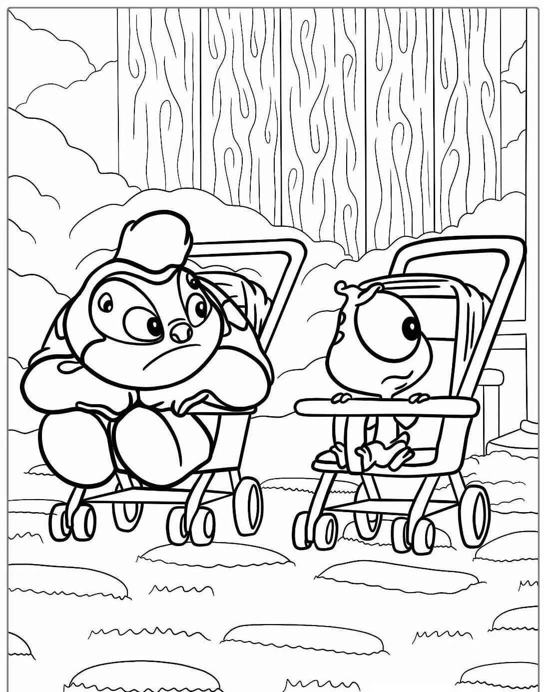 Desenho de Stitch e Amigos em Carrinhos para Colorir