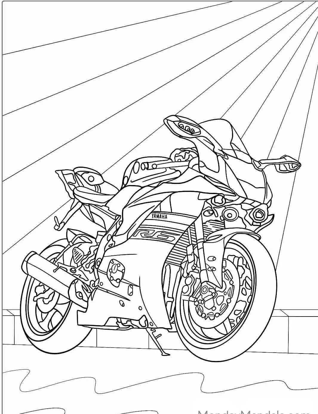 Dibujo para colorear de motocicleta deportiva Yamaha