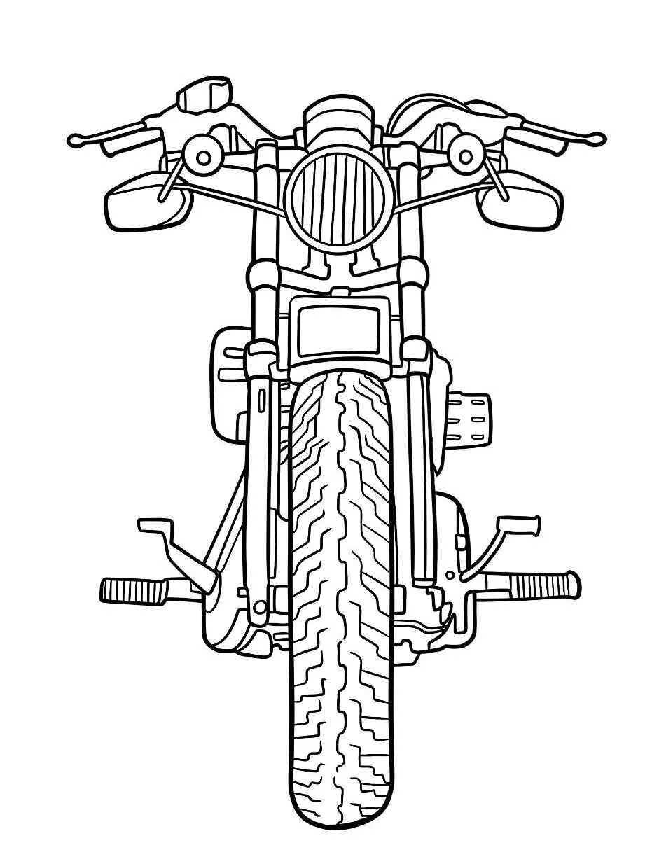Dibujo para colorear de motocicleta personalizada con manillar bajo