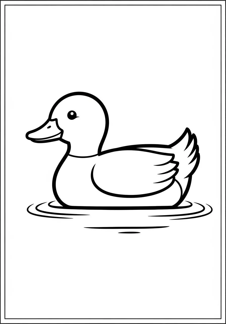 Ausmalbild: Ente schwimmt in einem See