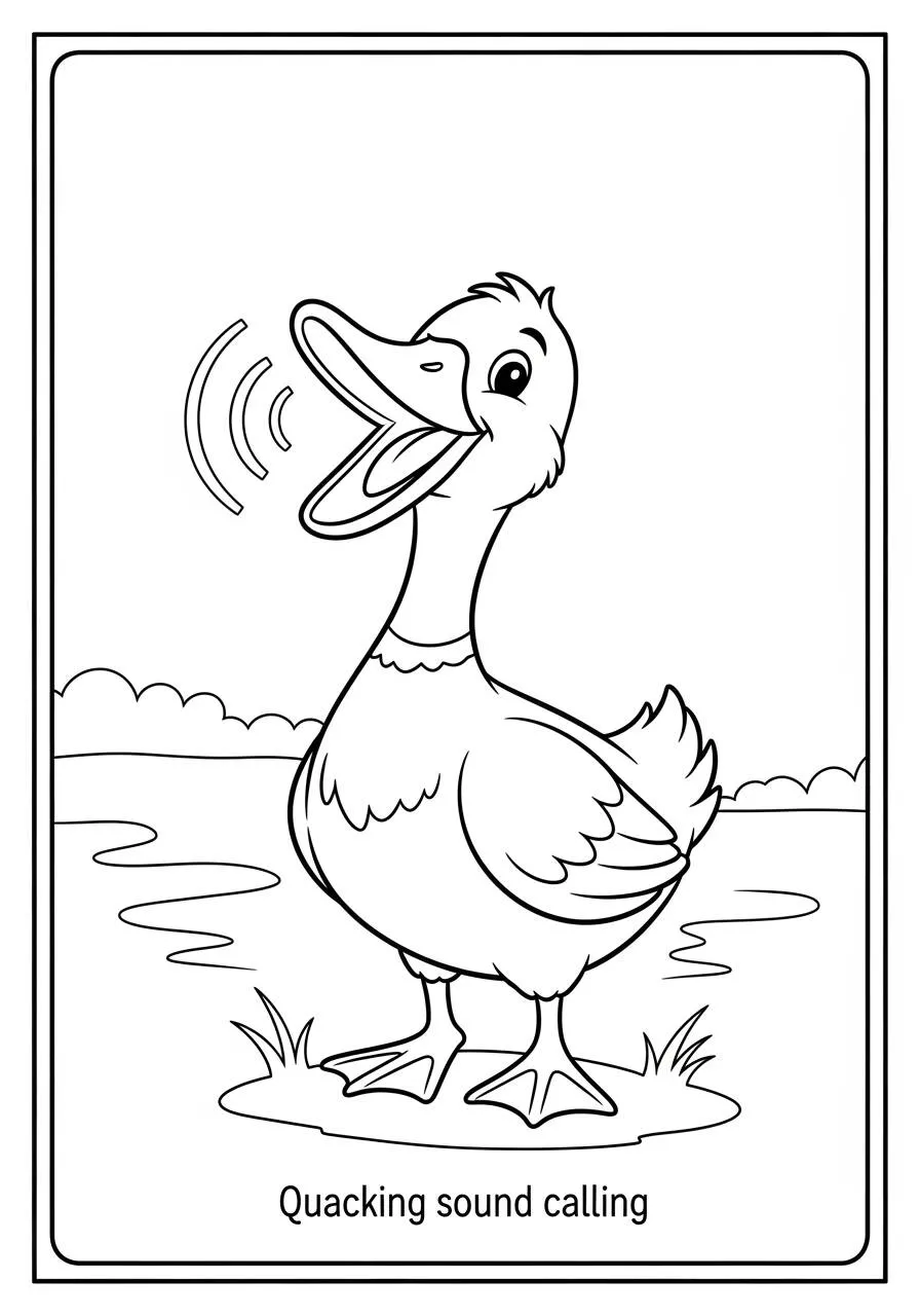 Ausmalbild: Quacksalber-Ente ruft