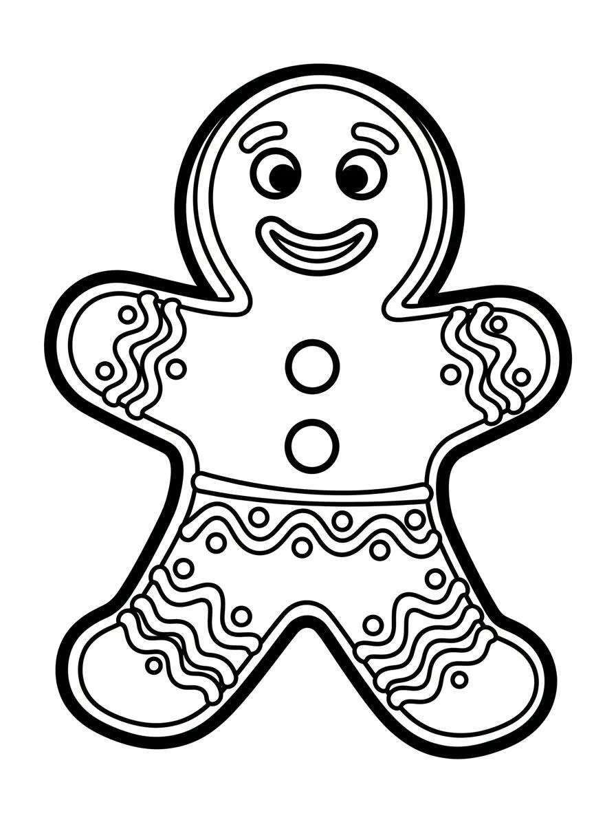 Coloriage bonhomme en pain d'épice souriant