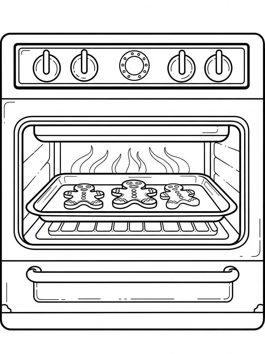 Coloriage Bonhomme en pain d'épice (Cookie) Cuisson au four