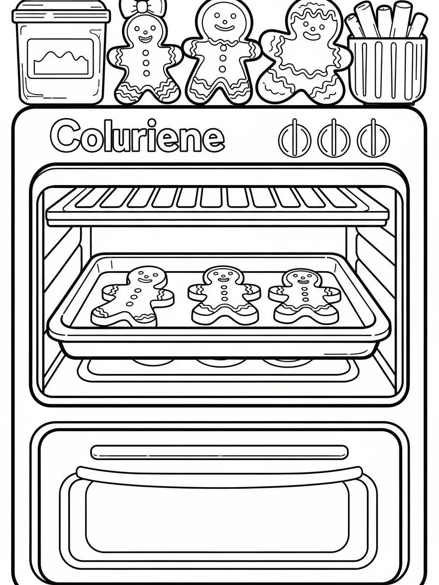 Coloriage Bonhomme en pain d'épice (Cookie) Cuisson au four